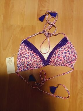 Ramy Brook/Leopard Print/ Bikini Top/ Purple Pink Halt Swimwear /Size M